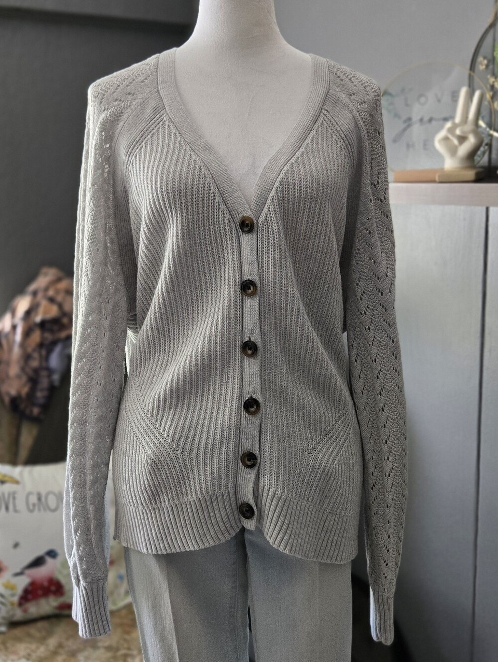 Torrid Pointelle Sleeve V-Neck Button Up Cardigan